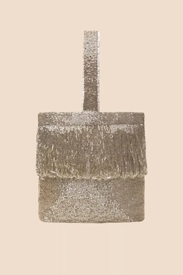 Rixo Bags Women Zenni Beaded Bucket Bag Silver