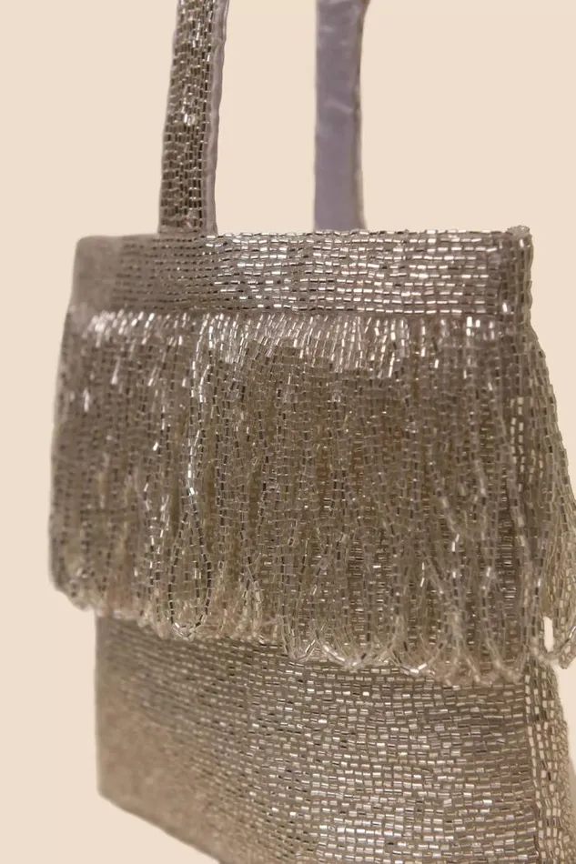 Rixo Bags Women Zenni Beaded Bucket Bag Silver
