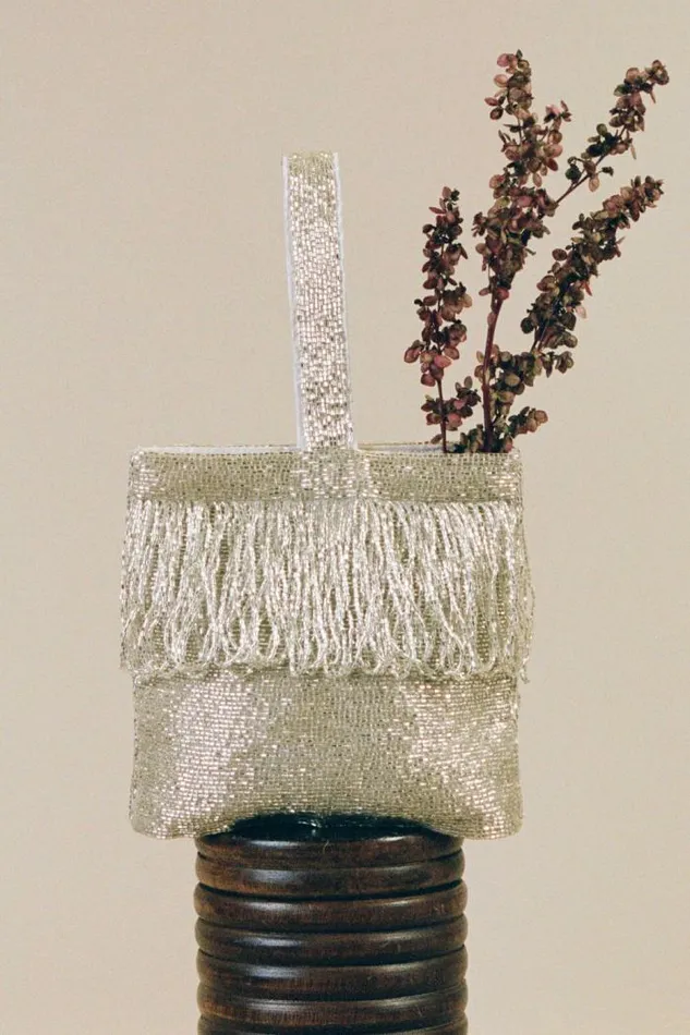 Rixo Bags Women Zenni Beaded Bucket Bag Silver