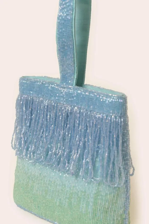 Rixo Bags Women Zenni Beaded Silk Bag Ombre Blue