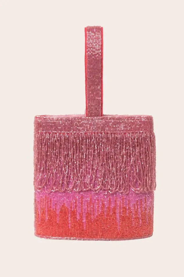 Rixo Bags Women Zenni Beaded Silk Bag Ombre Pink