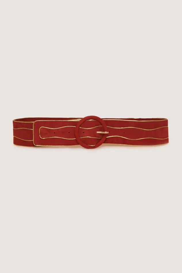 Rixo Belts Women Catalina Suede Belt Red