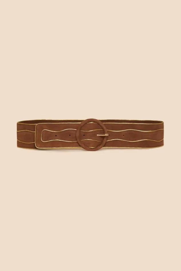 Rixo Belts Women Catalina Suede Belt Tan