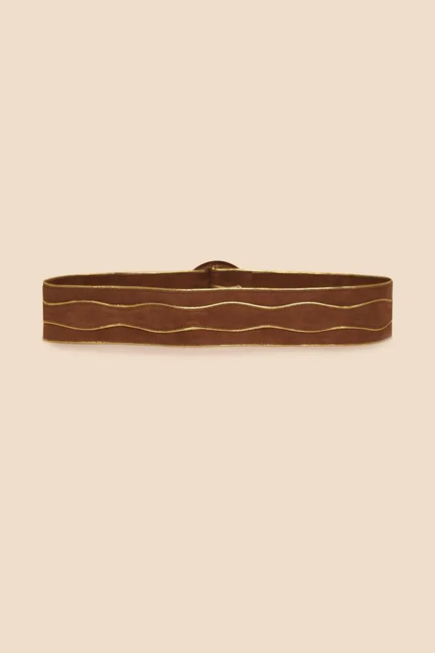Rixo Belts Women Catalina Suede Belt Tan
