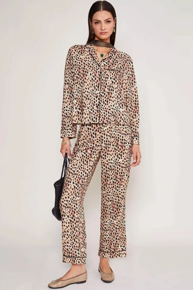 Rixo Coords Women Austin Leopard Pyjamas Leopard Fields Brown