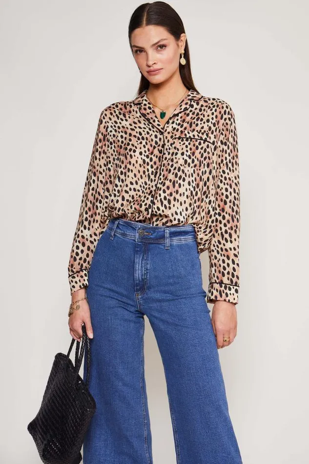 Rixo Coords Women Austin Leopard Pyjamas Leopard Fields Brown