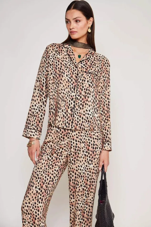 Rixo Coords Women Austin Leopard Pyjamas Leopard Fields Brown