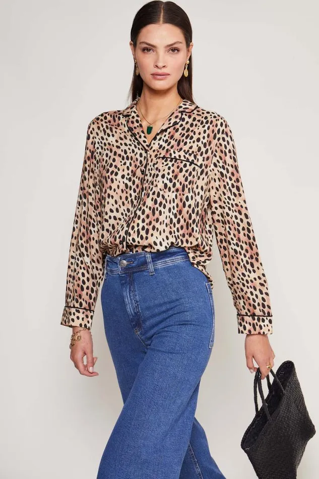 Rixo Coords Women Austin Leopard Pyjamas Leopard Fields Brown