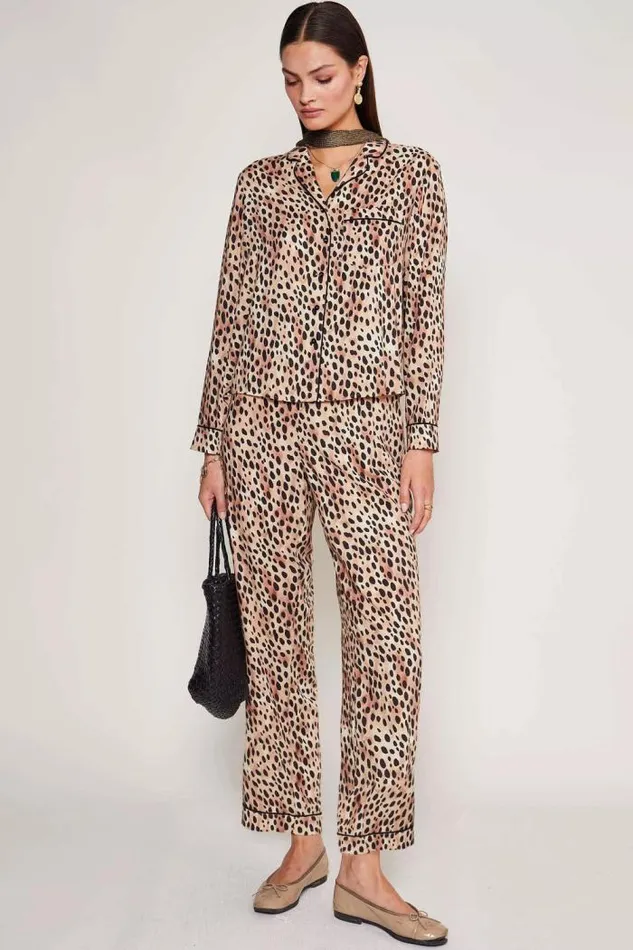 Rixo Coords Women Austin Leopard Pyjamas Leopard Fields Brown