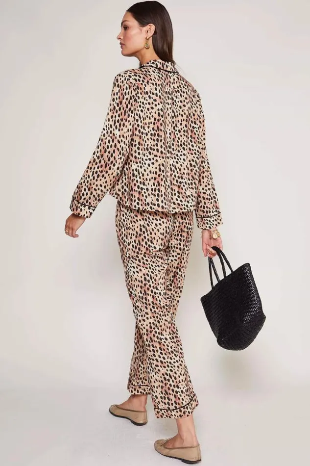 Rixo Coords Women Austin Leopard Pyjamas Leopard Fields Brown