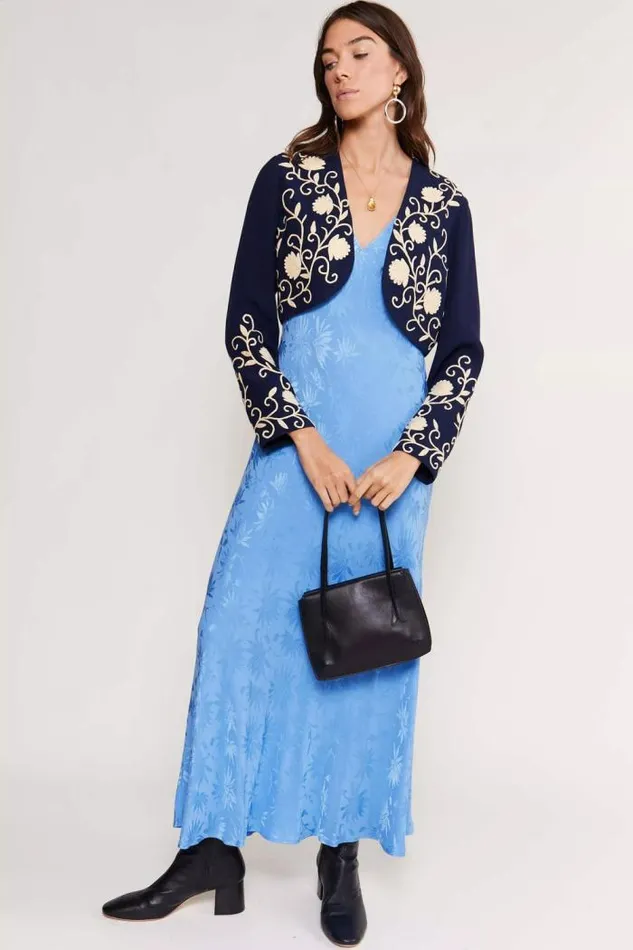 Rixo Coats And Jackets Women Larke Embroidered Jacket Entwined Embroidery Navy