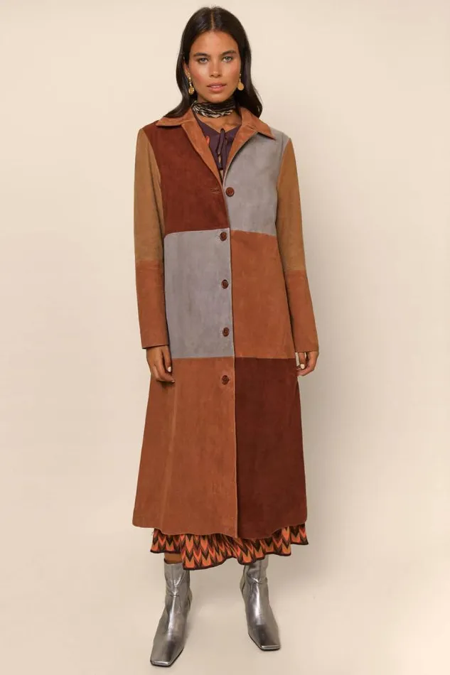 Rixo Coats And Jackets Women Lindsey Suede Coat Patchwork Autumn