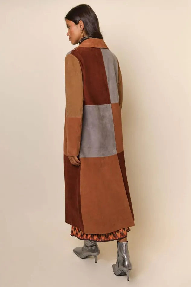 Rixo Coats And Jackets Women Lindsey Suede Coat Patchwork Autumn