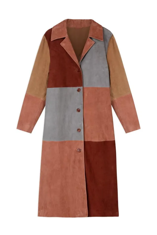 Rixo Coats And Jackets Women Lindsey Suede Coat Patchwork Autumn
