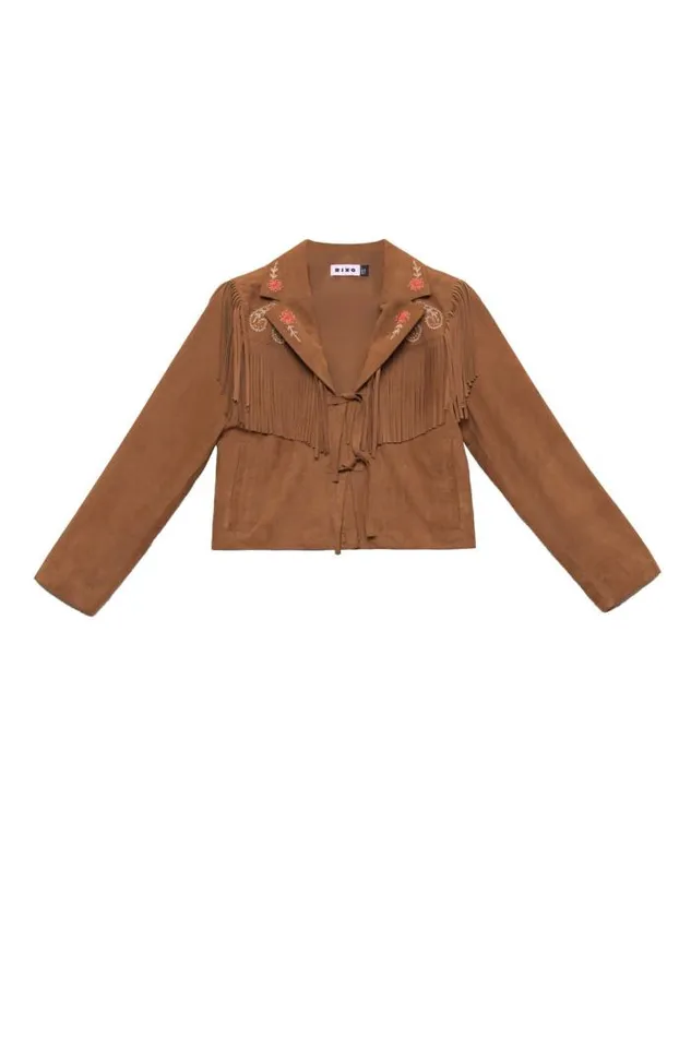 Rixo Coats And Jackets Women Marguerite Suede Jacked Powell Embroidery Camel