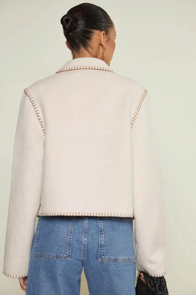 Rixo Coats And Jackets Women Sunday Embroidered Jacket Tulip Vine Embroidery Cream