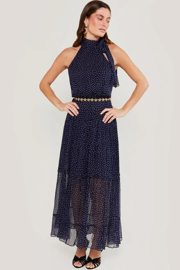 Rixo Dresses Women Abi PolkaDot Midi Dress Mini Navy Polka Dot