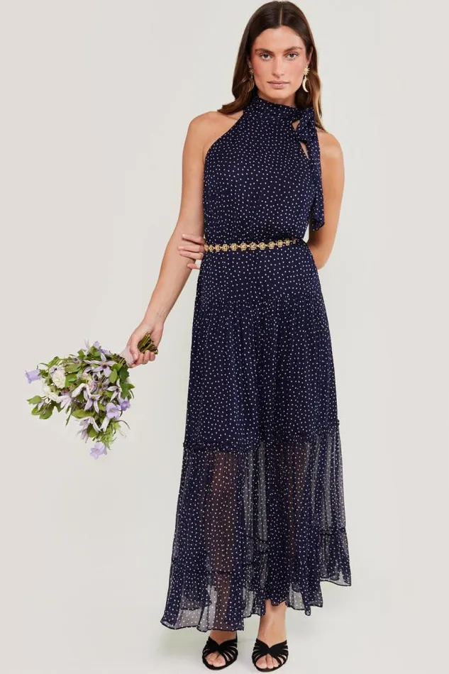 Rixo Dresses Women Abi PolkaDot Midi Dress Mini Navy Polka Dot