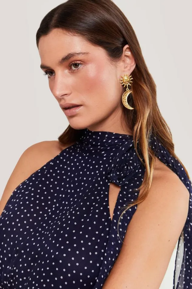 Rixo Dresses Women Abi PolkaDot Midi Dress Mini Navy Polka Dot
