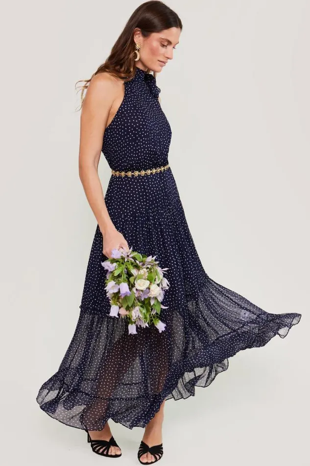 Rixo Dresses Women Abi PolkaDot Midi Dress Mini Navy Polka Dot