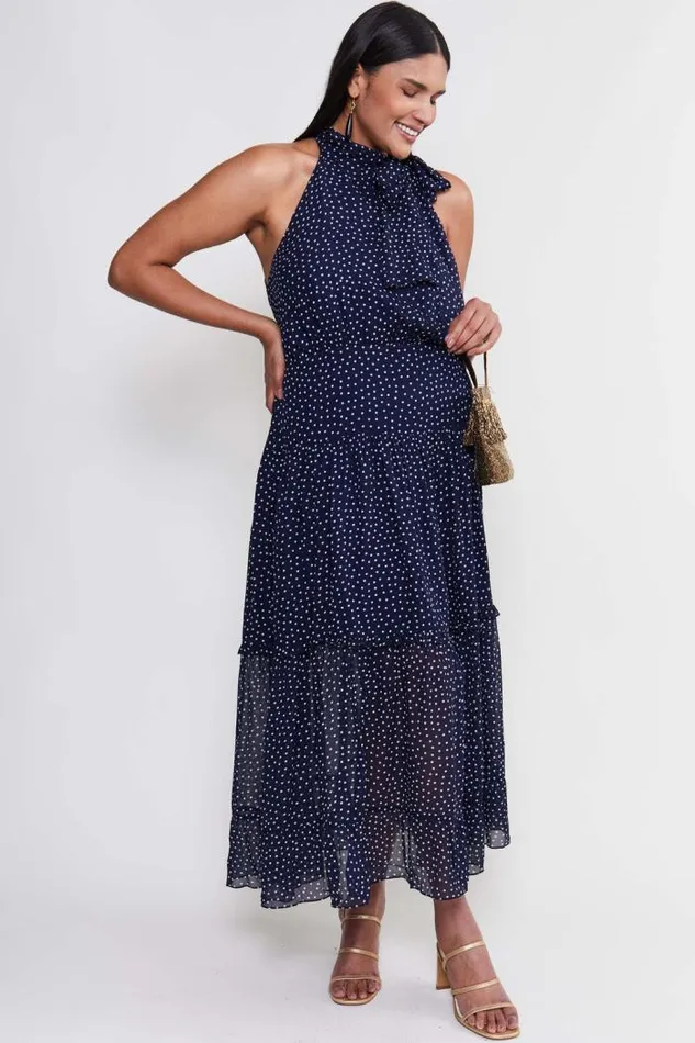 Rixo Dresses Women Abi PolkaDot Midi Dress Mini Navy Polka Dot