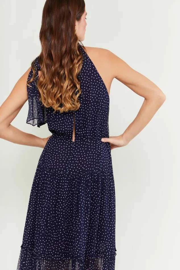 Rixo Dresses Women Abi PolkaDot Midi Dress Mini Navy Polka Dot