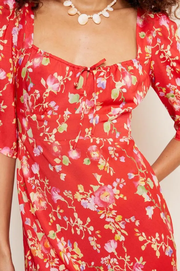 Rixo Dresses Women Alida Midi Dress Waterblossom Red