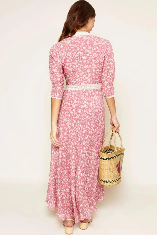 Rixo Dresses Women Amina Midi Dress Amelie Floral Pink