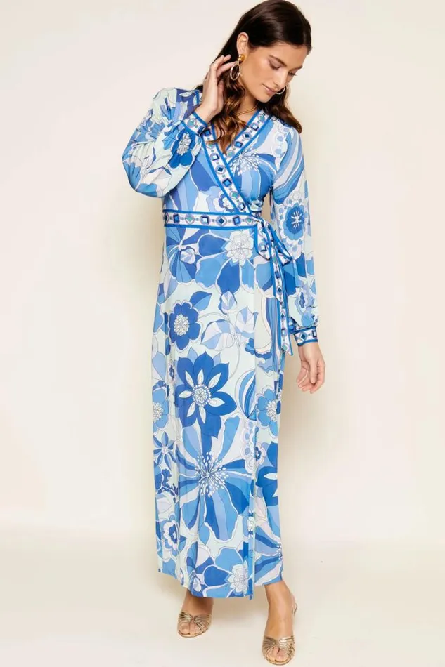 Rixo Dresses Women Annora Jersey Wrap Dress Miami Floral Mint