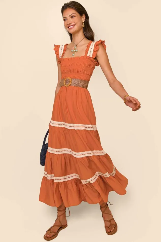 Rixo Dresses Women Aubrie Cotton Nightdress Rust