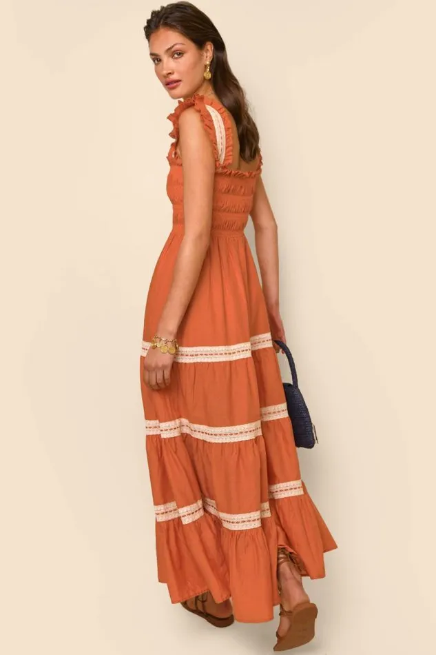 Rixo Dresses Women Aubrie Cotton Nightdress Rust
