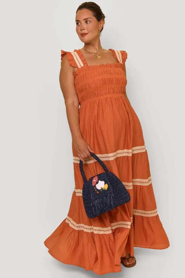 Rixo Dresses Women Aubrie Cotton Nightdress Rust