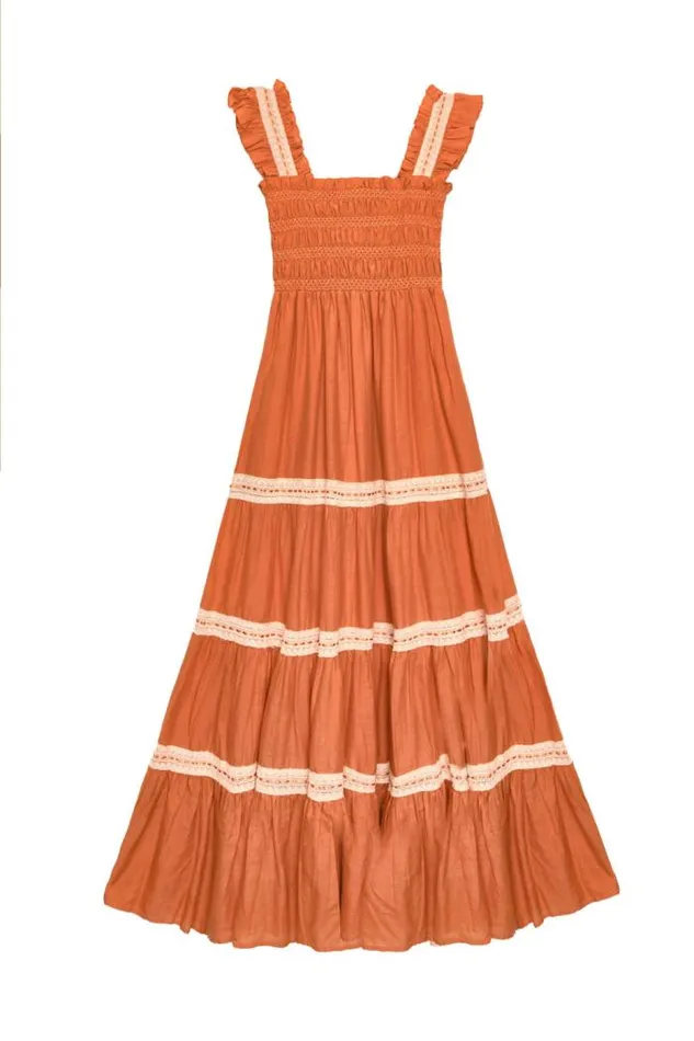 Rixo Dresses Women Aubrie Cotton Nightdress Rust