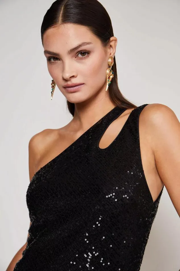 Rixo Dresses Women Avena Midi Dress Black Sequin