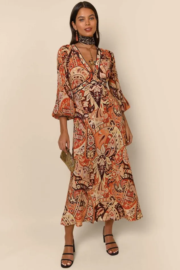 Rixo Dresses Women Ayla Midi Dress Grace Paisley Canyon
