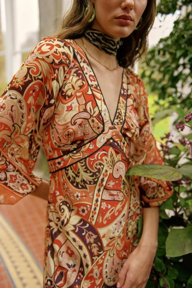 Rixo Dresses Women Ayla Midi Dress Grace Paisley Canyon