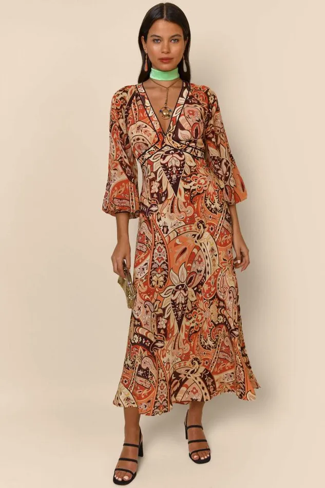Rixo Dresses Women Ayla Midi Dress Grace Paisley Canyon