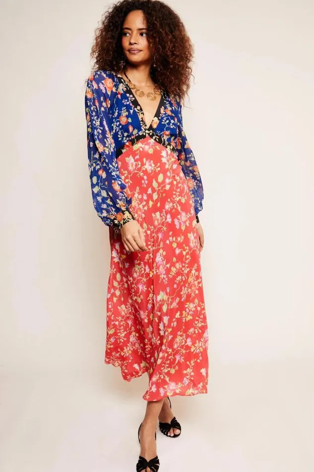 Rixo Dresses Women Ayla Midi Dress Waterblossom Multi Mix