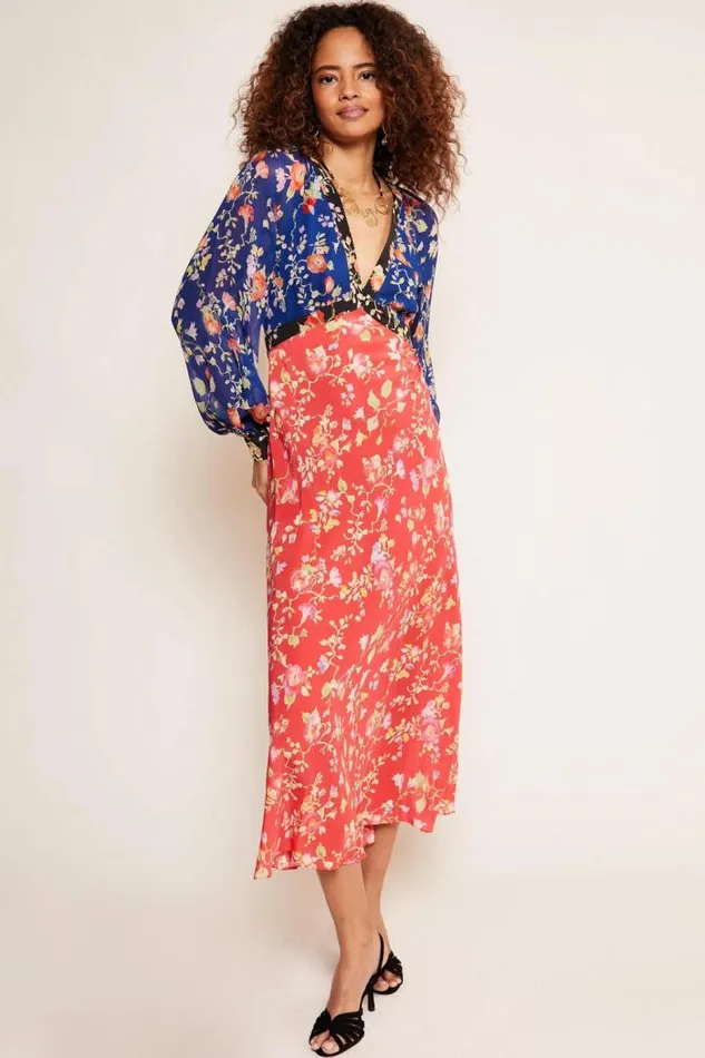 Rixo Dresses Women Ayla Midi Dress Waterblossom Multi Mix
