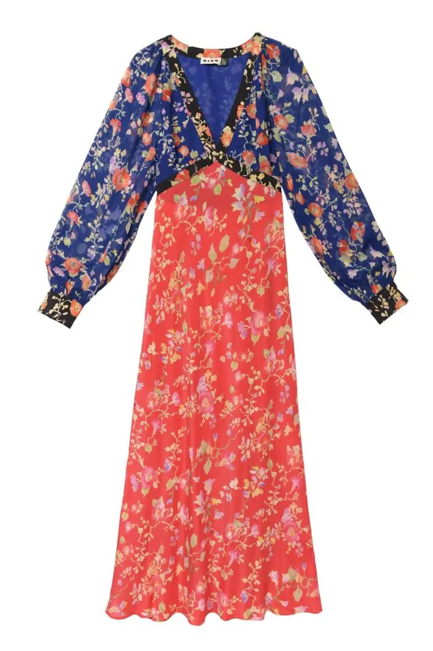 Rixo Dresses Women Ayla Midi Dress Waterblossom Multi Mix
