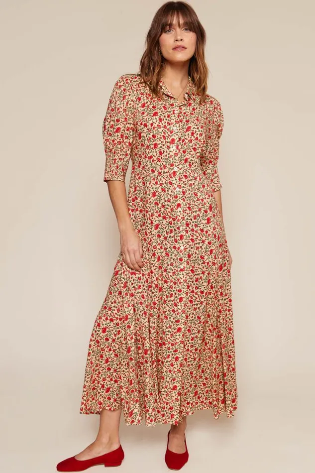 Rixo Dresses Women Bloom Shirt Dress Ditsy Trail Cream