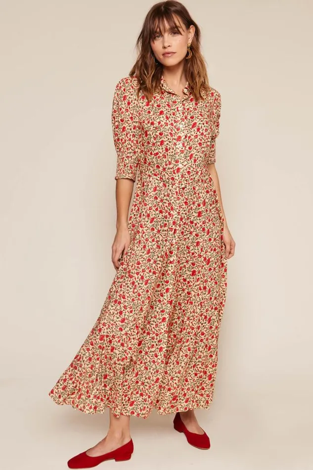 Rixo Dresses Women Bloom Shirt Dress Ditsy Trail Cream