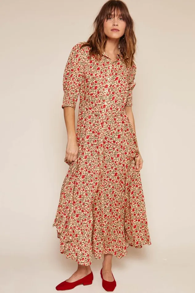 Rixo Dresses Women Bloom Shirt Dress Ditsy Trail Cream