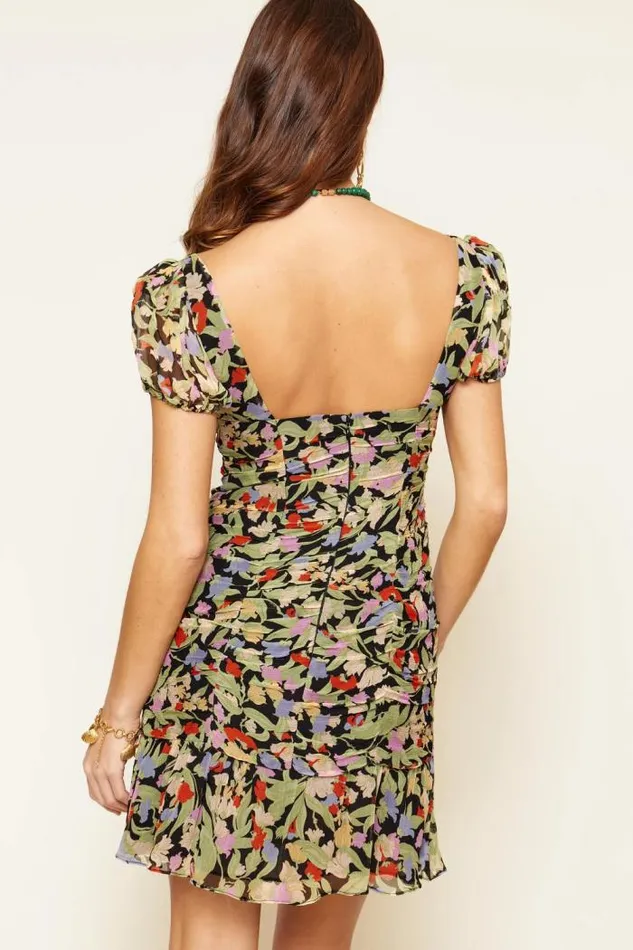 Rixo Dresses Women Bowie Mini Dress Naomi Floral Black