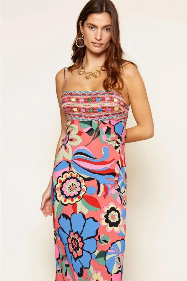 Rixo Dresses Women Brandon Midi Dress Miami Floral Tangerine