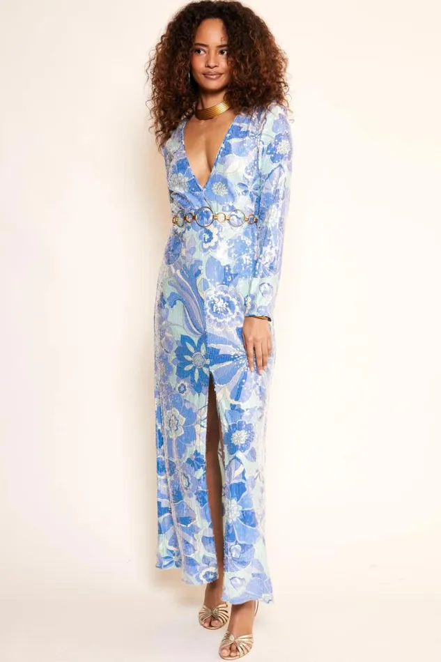 Rixo Dresses Women Cairo Backless Gown Miami Floral Mint