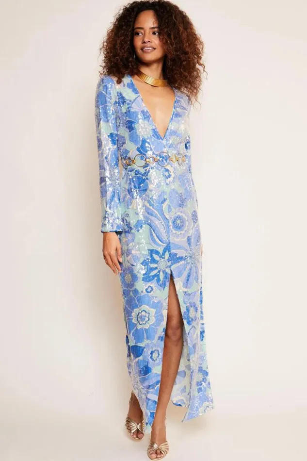 Rixo Dresses Women Cairo Backless Gown Miami Floral Mint
