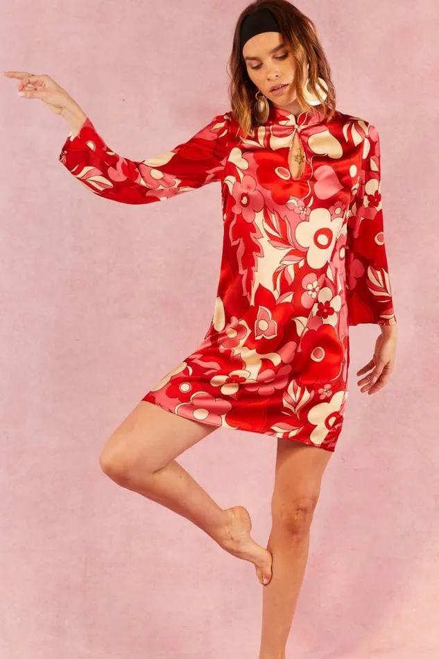 Rixo Dresses Women Calla Mini Dress Sweetheart Floral Pink