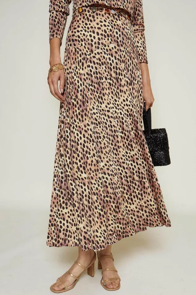 Rixo Dresses Women Cerise Jersey Midi Dress Leopard Fields Brown