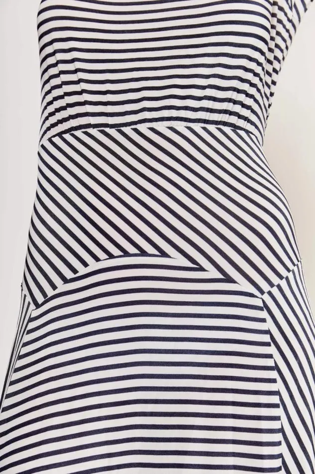 Rixo Dresses Women Cerise Jersey Midi Dress Riviera Stripe Navy